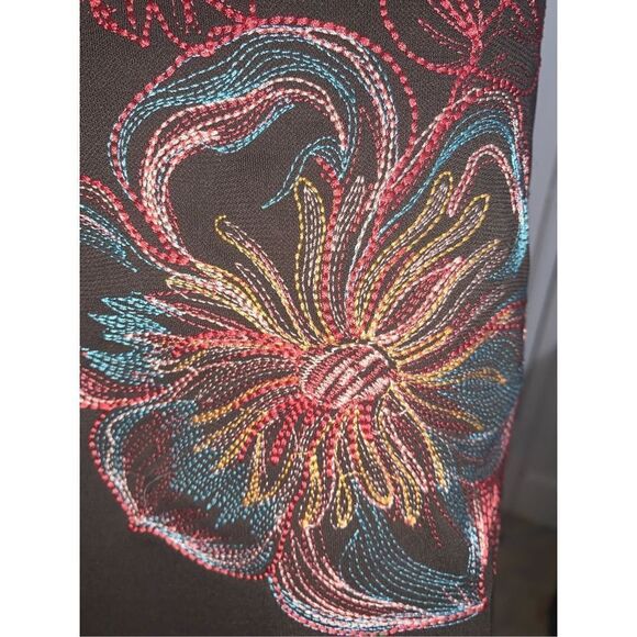 Vintage 90’s Y2K Spandex Floral Embroidered Skirt  Brown Small - Picture 9 of 10